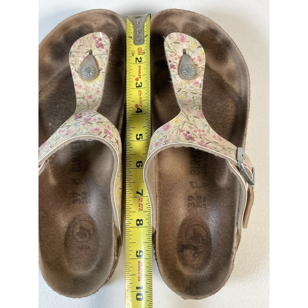 Birkenstock Gizeh Floral Thong Sandals Women's 39 8.5 Shoes Buckle Retro Pink - Picture 10 of 10
